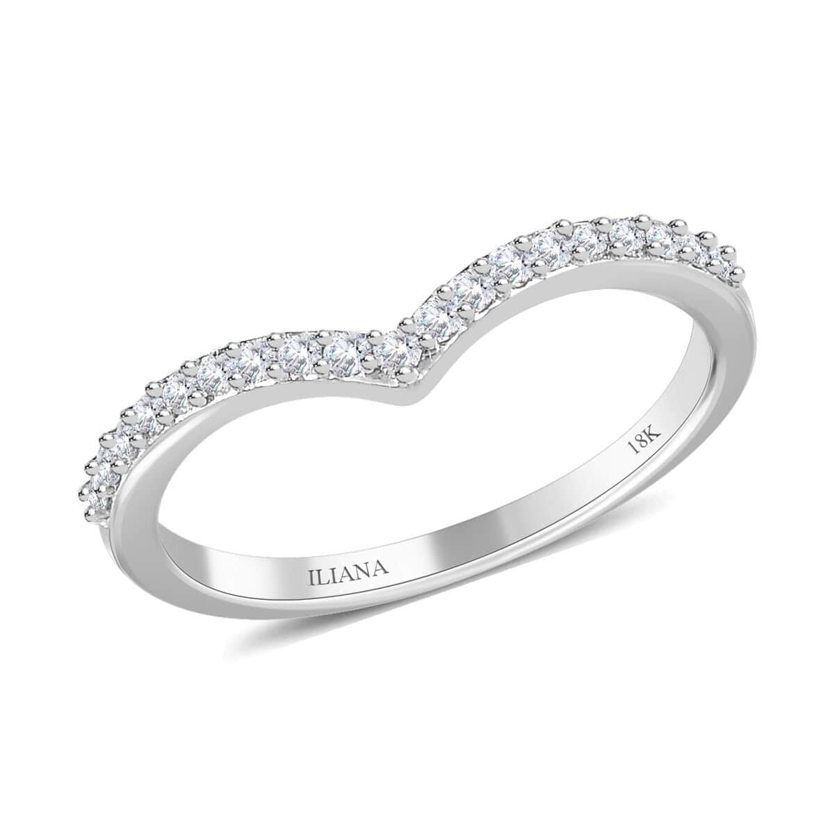 Iliana 18K White Gold G-H SI Diamond Heart Wishbone Ring (Size 8.0) 0.20 ctw image number 0
