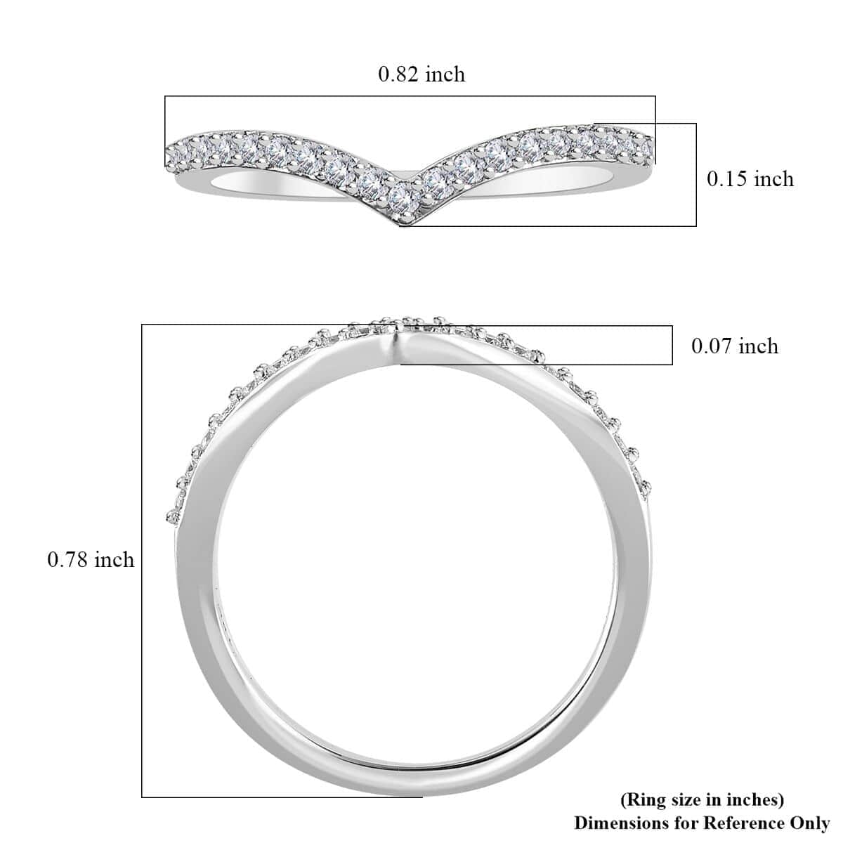 Iliana 18K White Gold G-H SI Diamond Heart Wishbone Ring (Size 8.0) 0.20 ctw image number 5