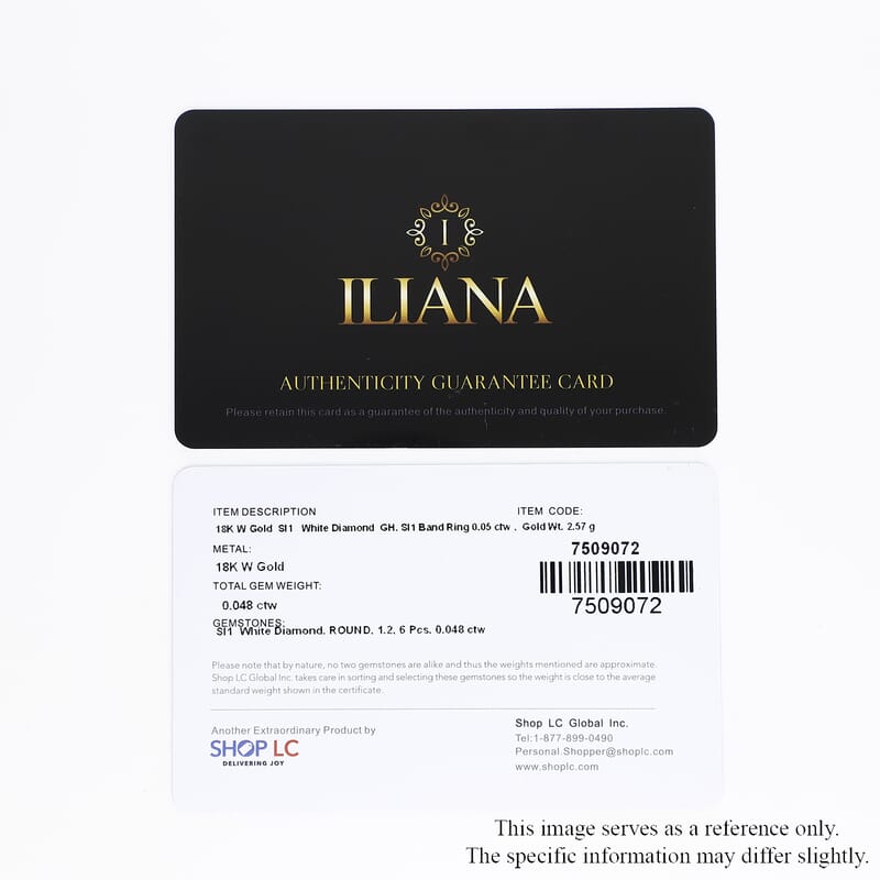 Iliana 18K White Gold G-H SI1 Diamond Accent Band Ring (Size 6.0) 0.05 ctw