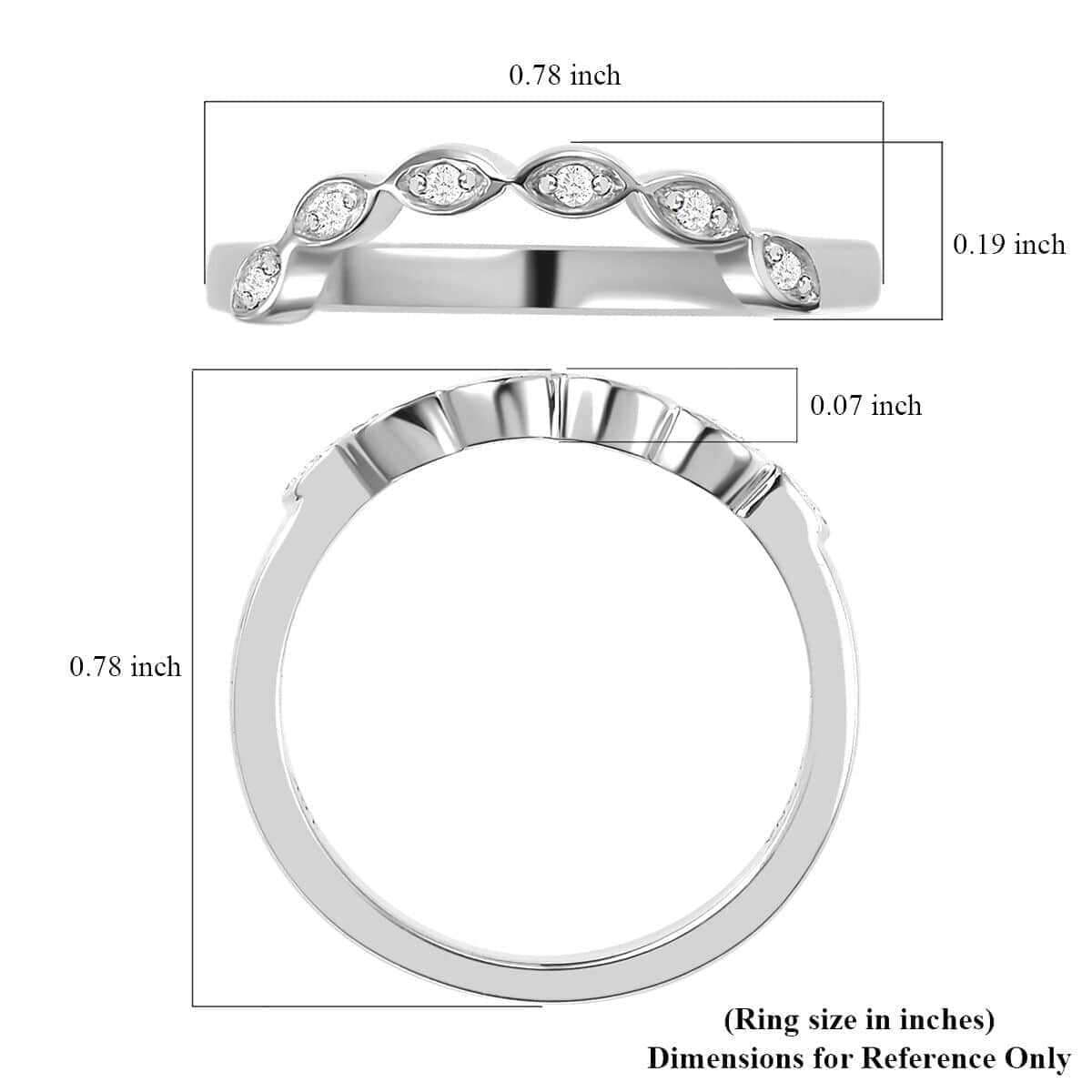 Iliana 18K White Gold G-H SI1 Diamond Accent Band Ring (Size 7.0) 0.05 ctw image number 5