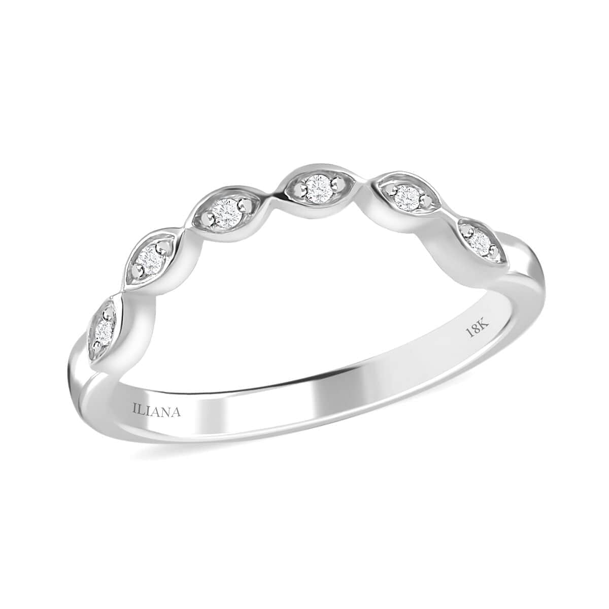 Iliana 18K White Gold G-H SI1 Diamond Accent Band Ring (Size 8.0) 0.05 ctw image number 0