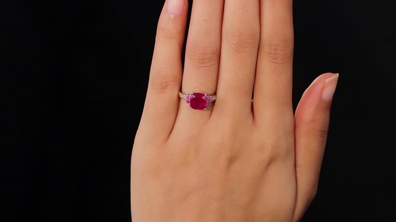 Niassa Ruby (FF) and White Zircon Ring in Platinum Over Sterling Silver 3.90 ctw