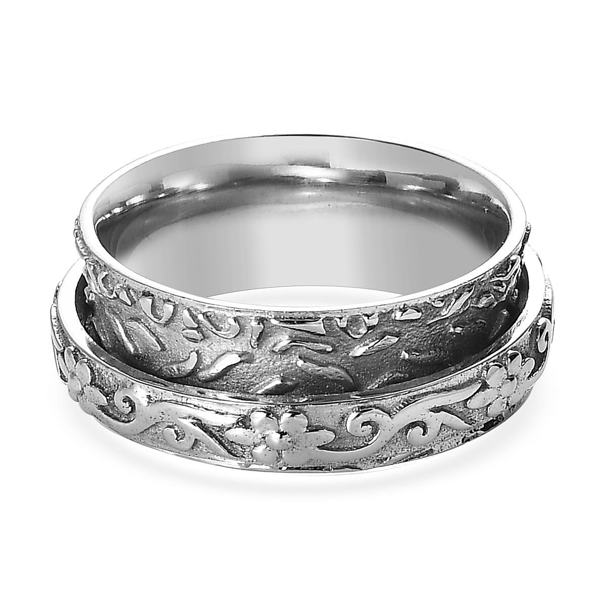 Platinum Over Sterling Silver Spinner Band Ring (Size 5.0) 6.25 Grams image number 6