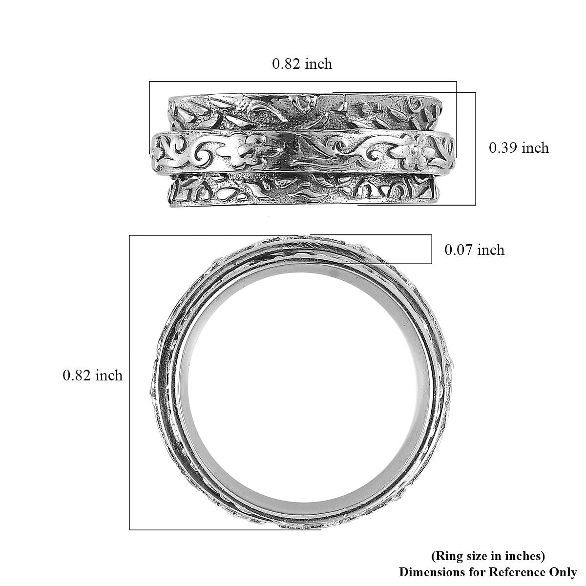 Platinum Over Sterling Silver Spinner Band Ring (Size 5.0) 6.25 Grams image number 7