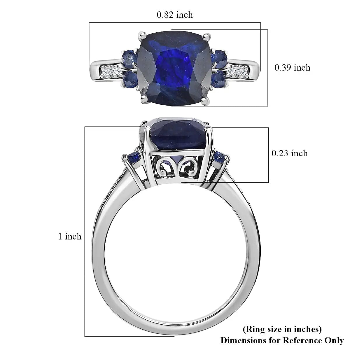 Masoala Sapphire Ring, White Zircon Accent Ring, Platinum Over Sterling Silver Ring, Engagement Ring 3.40 ctw image number 6