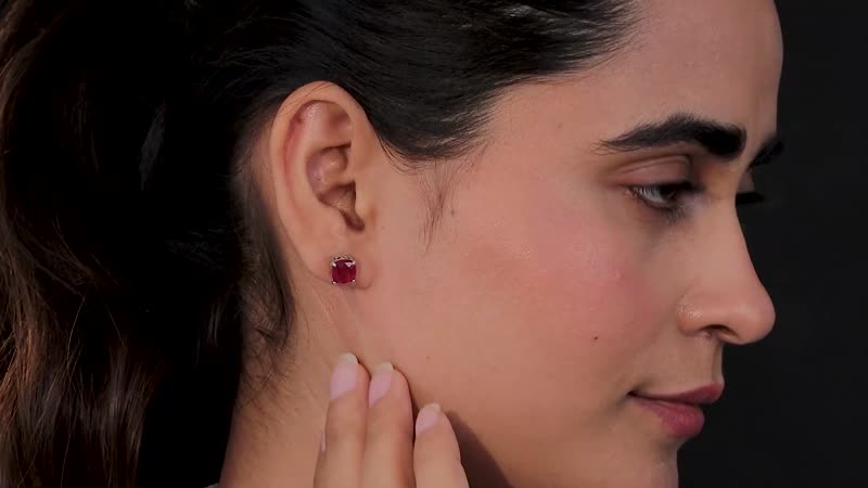 Niassa Ruby (FF) Solitaire Stud Earrings in Platinum Over Sterling Silver 5.00 ctw