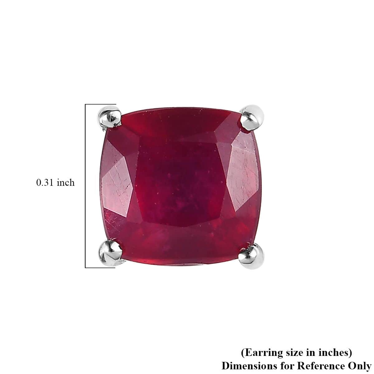Niassa Ruby (FF) Solitaire Stud Earrings in Platinum Over Sterling Silver 5.00 ctw image number 4