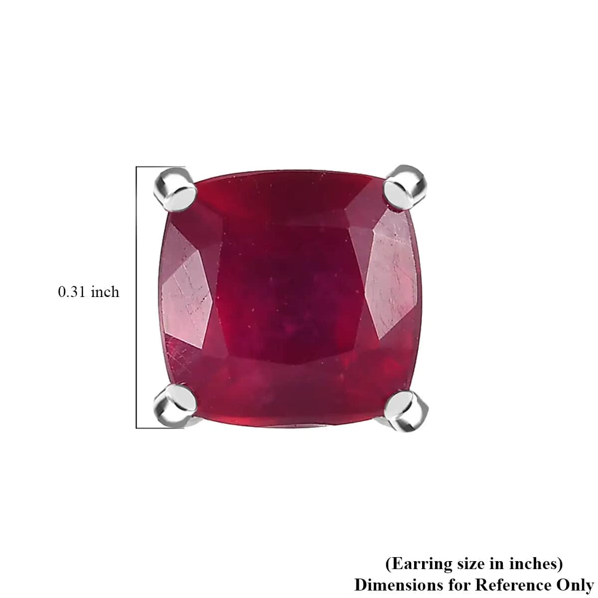 Niassa Ruby (FF) Solitaire Stud Earrings in Platinum Over Sterling Silver 5.00 ctw image number 5