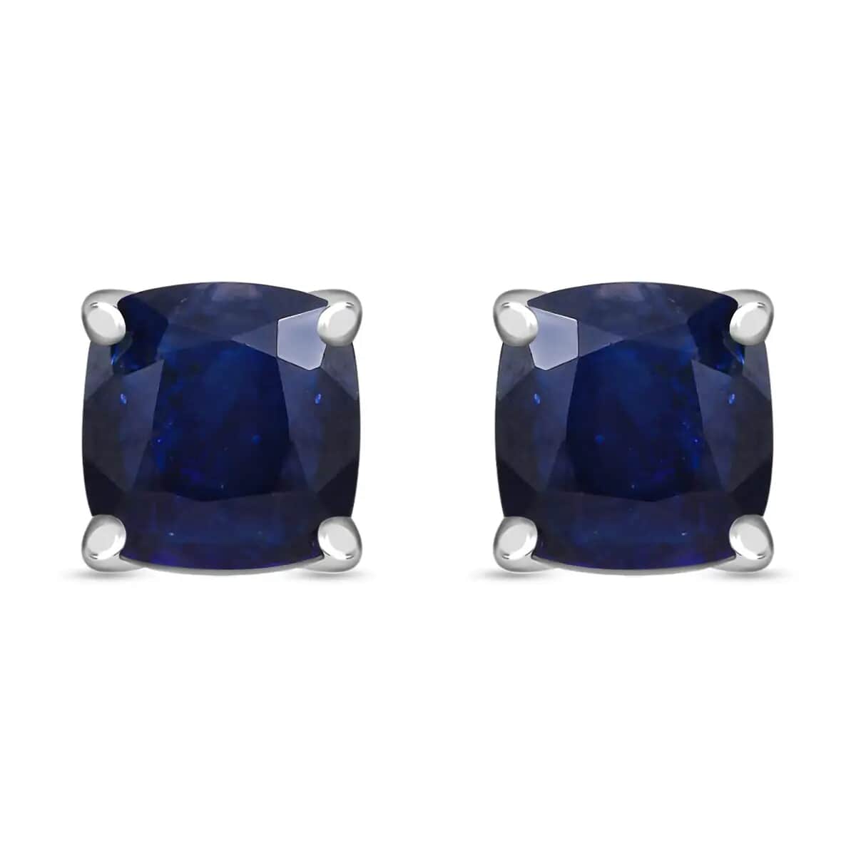 Masoala Sapphire 4.50 ctw Earrings, Sapphire Solitaire Stud Earrings, Sapphire Studs, Platinum Over Sterling Silver Earrings, Silver Studs image number 0