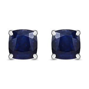Masoala Sapphire 4.50 ctw Earrings, Sapphire Solitaire Stud Earrings, Sapphire Studs, Platinum Over Sterling Silver Earrings, Silver Studs