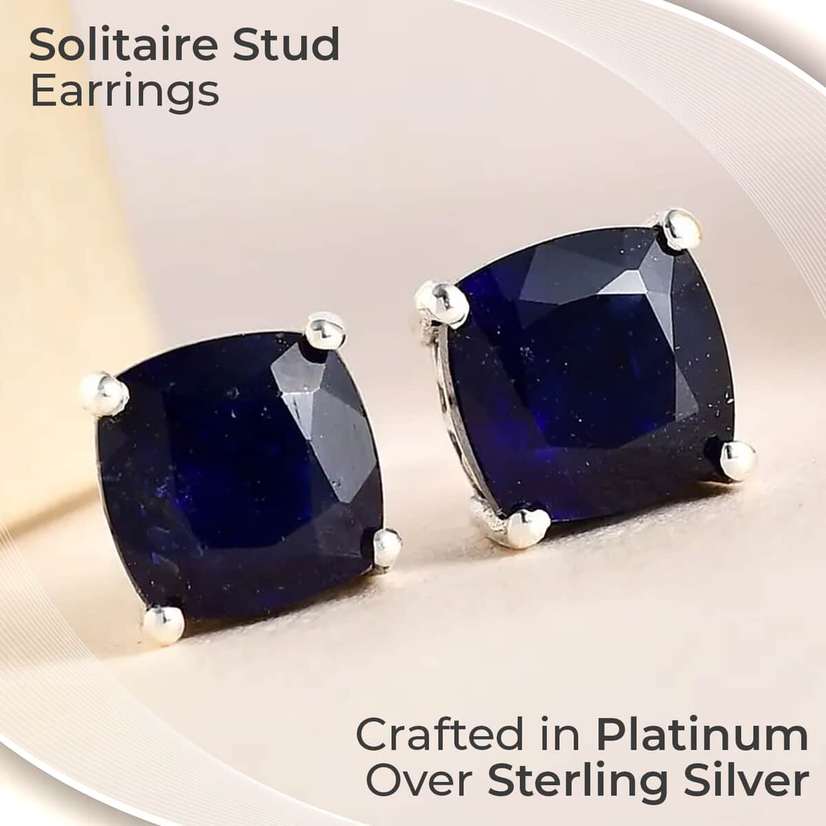 Masoala Sapphire 4.50 ctw Earrings, Sapphire Solitaire Stud Earrings, Sapphire Studs, Platinum Over Sterling Silver Earrings, Silver Studs image number 1