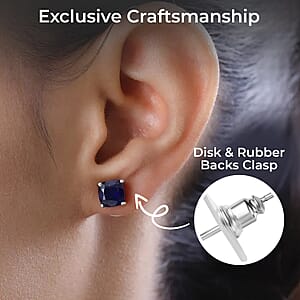 Masoala Sapphire 4.50 ctw Earrings, Sapphire Solitaire Stud Earrings, Sapphire Studs, Platinum Over Sterling Silver Earrings, Silver Studs