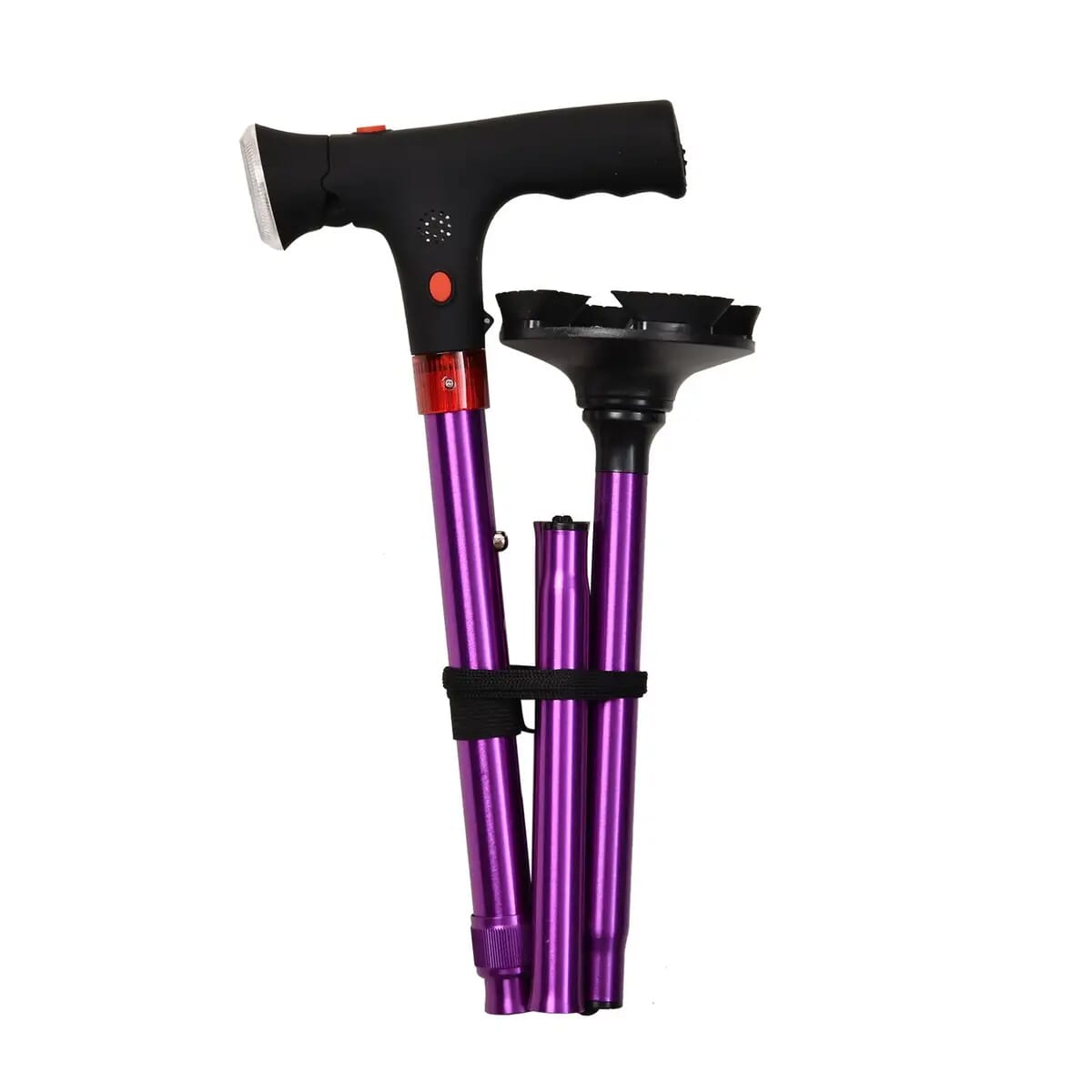 Purple Foldable Smart Walking Cane with LED Light and SOS Alarm (2xAAA Not Included) image number 4