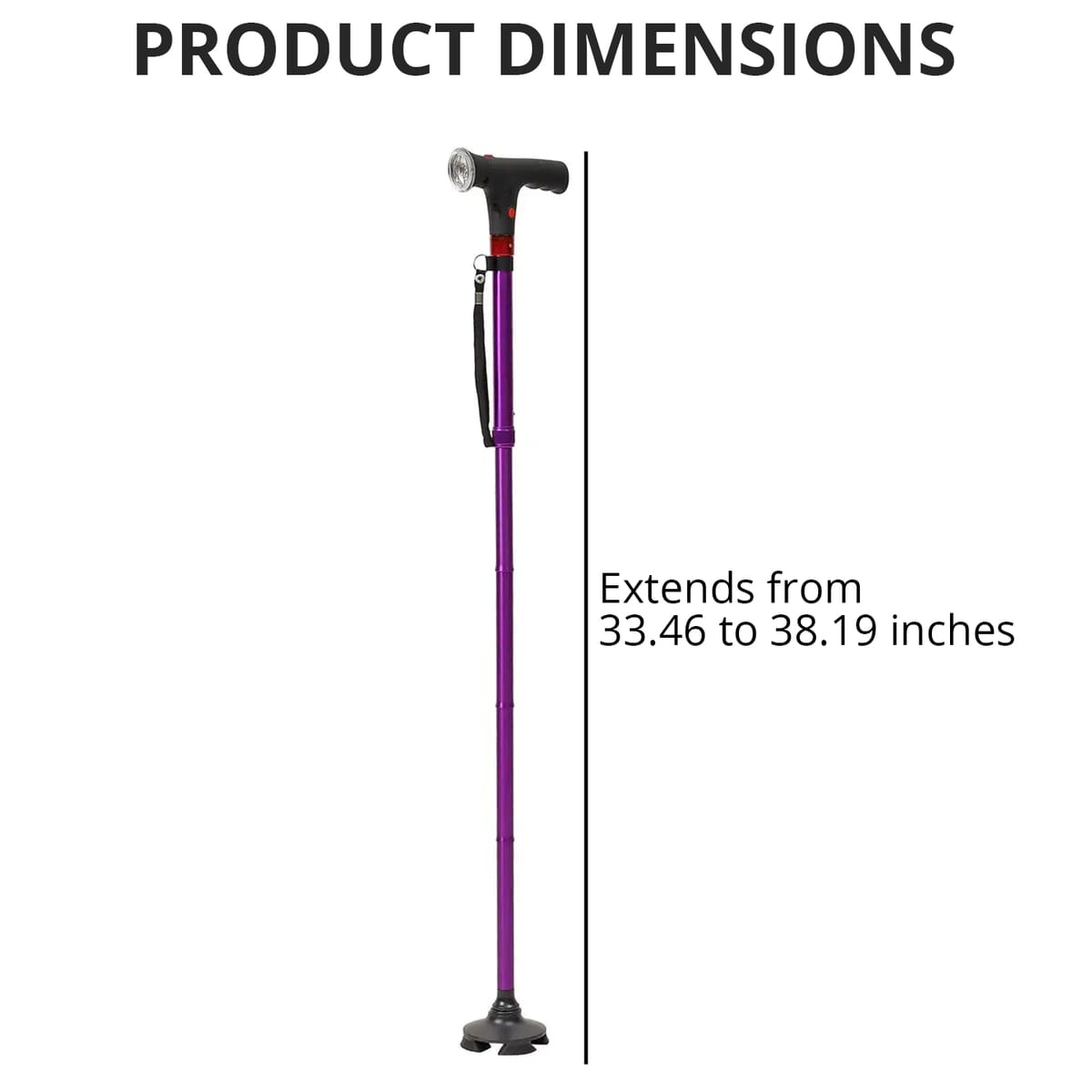 Purple Foldable Smart Walking Cane with LED Light and SOS Alarm (2xAAA Not Included) image number 5