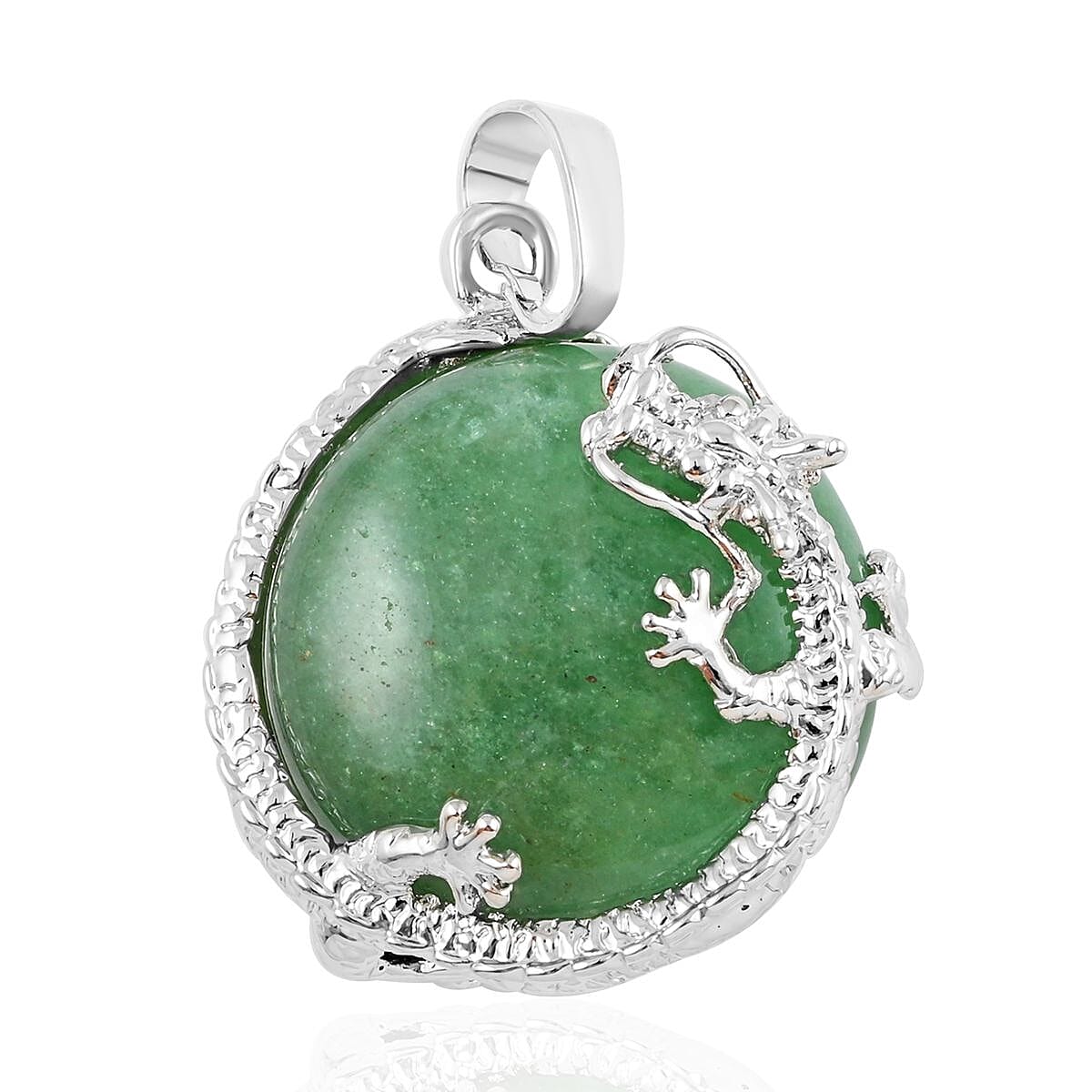 Green Ametrine Dragon Sphere Pendant in Silvertone 25.00 ctw