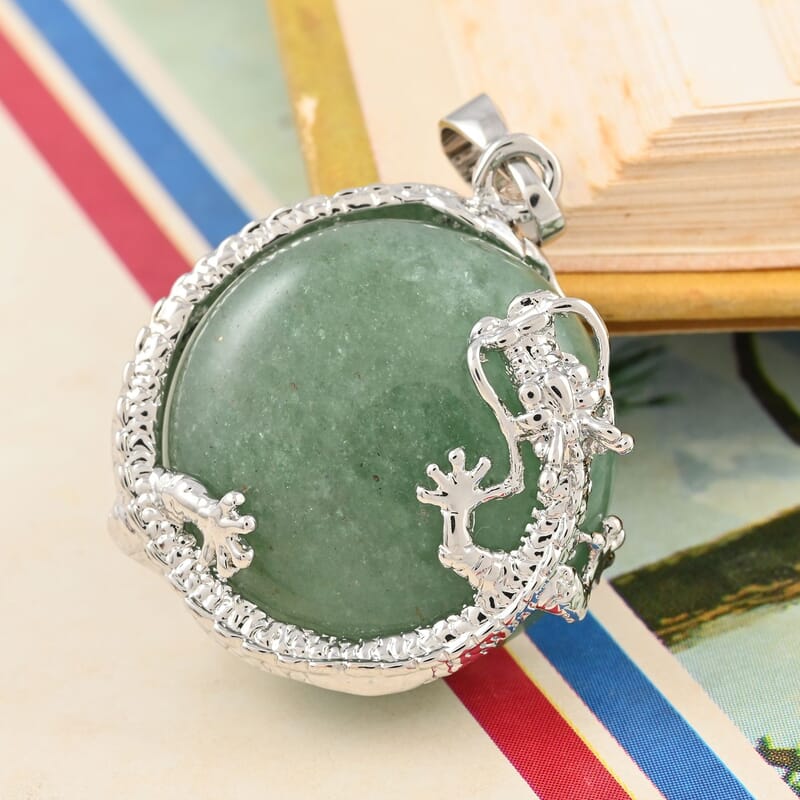 Green Ametrine Dragon Sphere Pendant in Silvertone 25.00 ctw