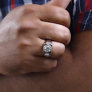 Moissanite Men's Ring in Platinum Over Sterling Silver (Size 10.0) 1.85 ctw