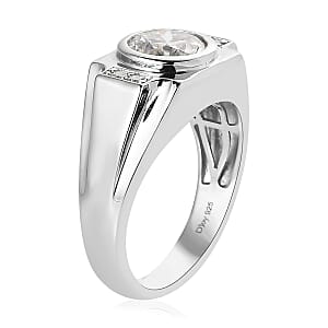 Moissanite Men's Ring in Platinum Over Sterling Silver (Size 10.0) 1.85 ctw
