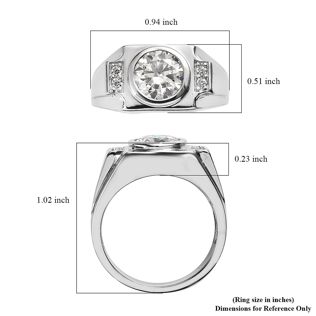 Moissanite Men's Ring in Platinum Over Sterling Silver (Size 10.0) 1.85 ctw image number 5