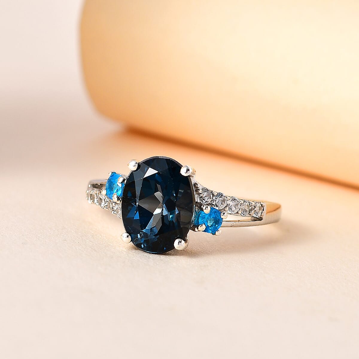 London Blue Topaz and Multi Gemstone Ring in Platinum Over Sterling Silver (Size 10.0) 2.65 ctw image number 1