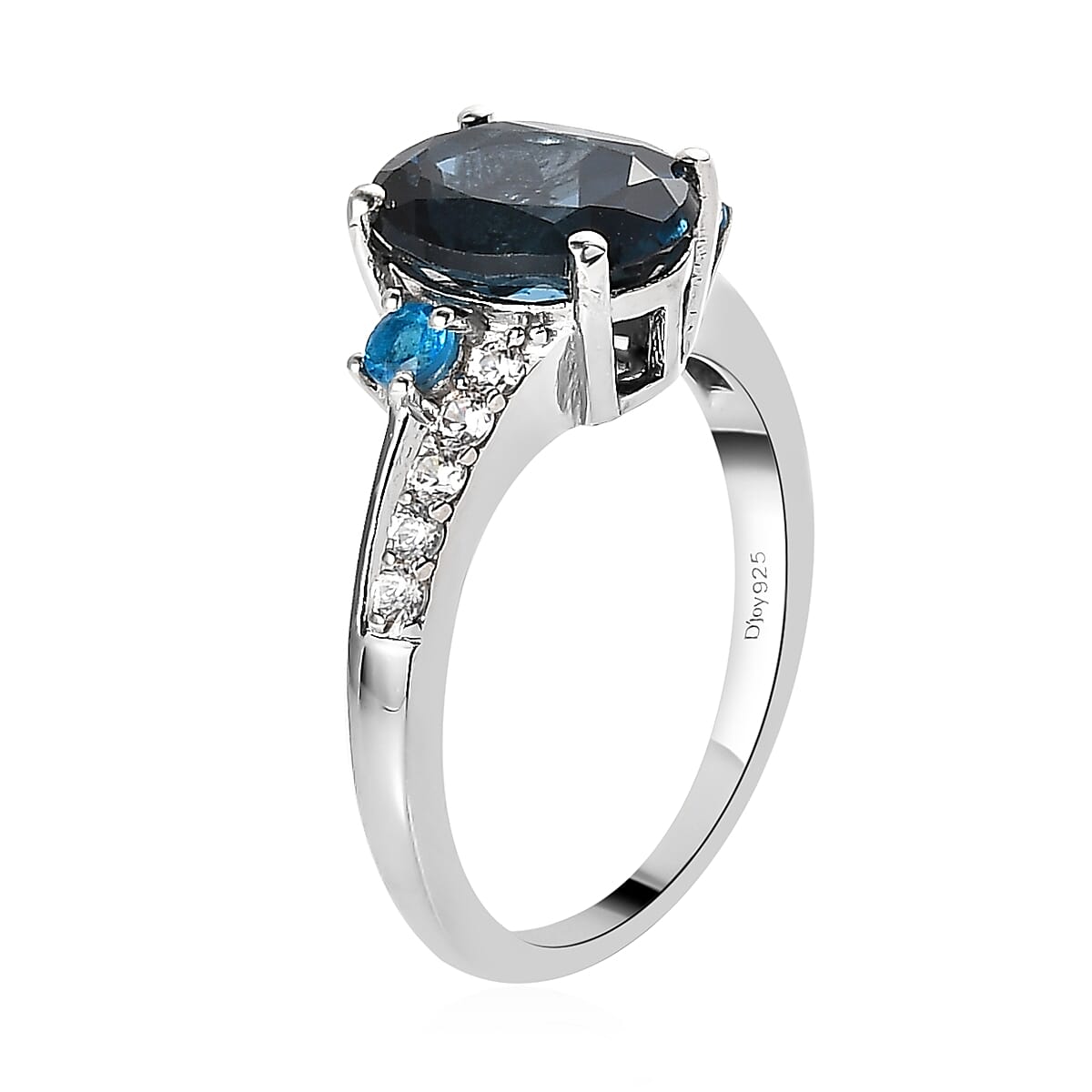 London Blue Topaz and Multi Gemstone Ring in Platinum Over Sterling Silver (Size 10.0) 2.65 ctw