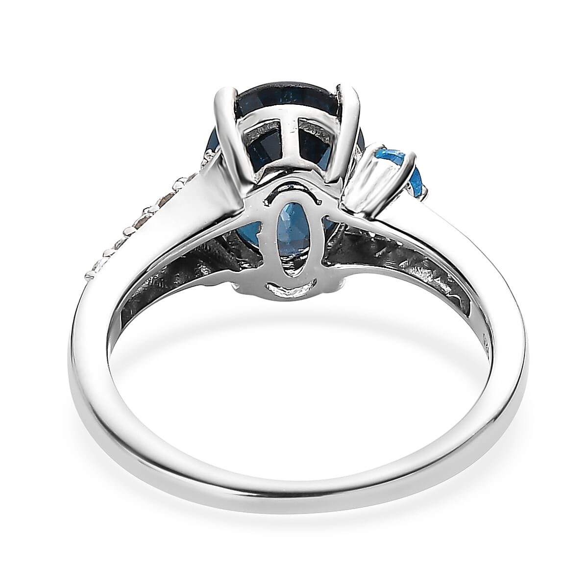 London Blue Topaz and Multi Gemstone Ring in Platinum Over Sterling Silver (Size 10.0) 2.65 ctw