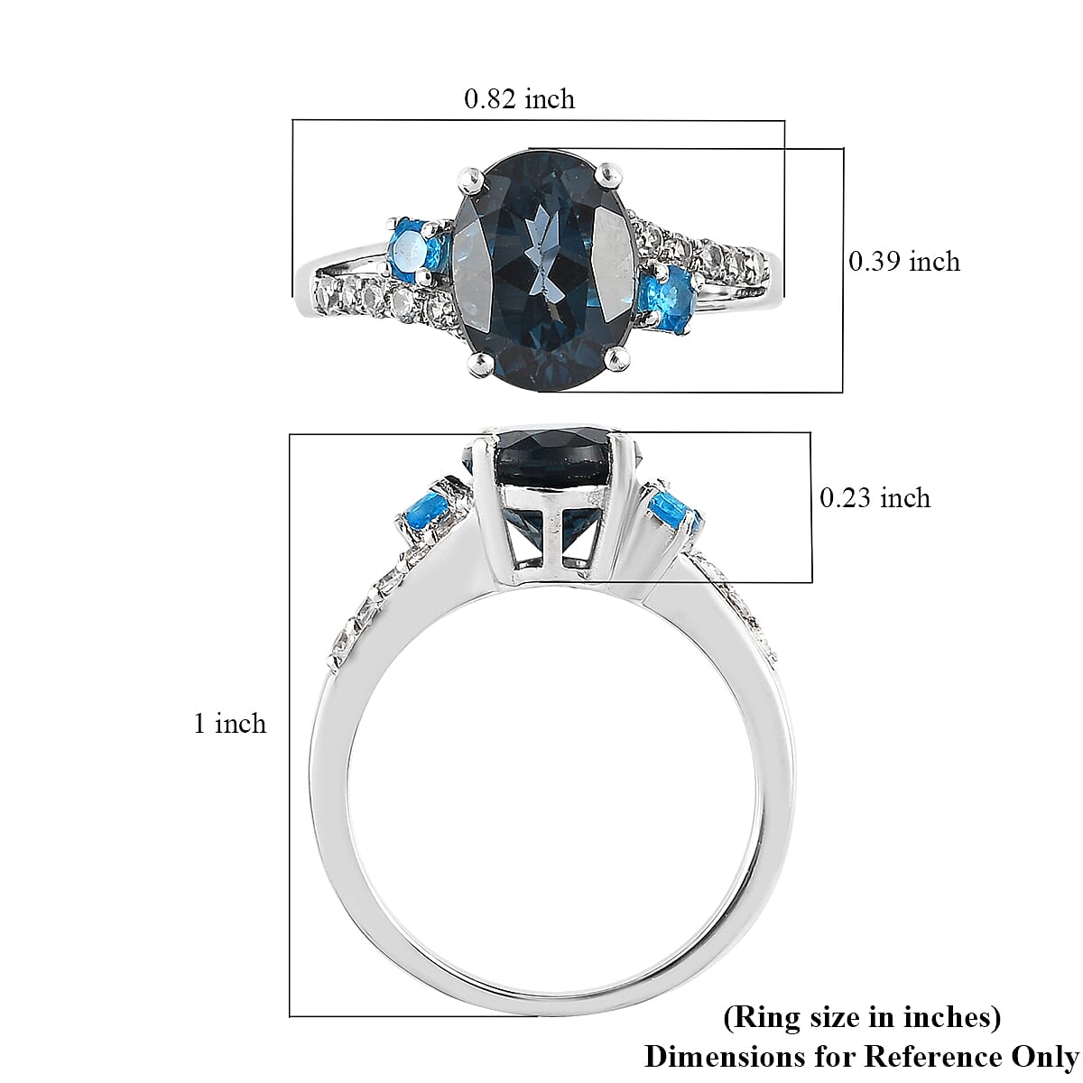 London Blue Topaz and Multi Gemstone Ring in Platinum Over Sterling Silver (Size 10.0) 2.65 ctw image number 5
