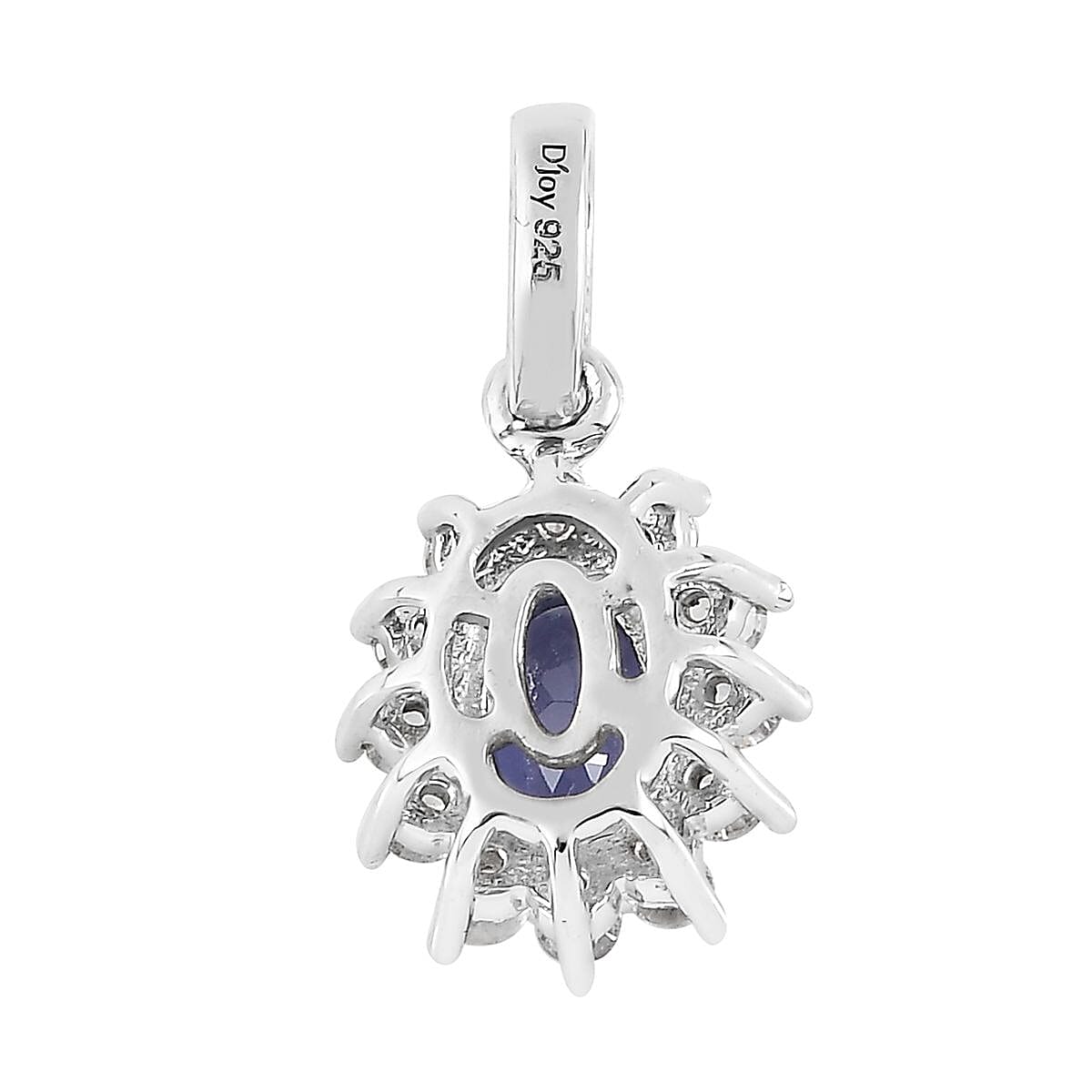 Tanzanite and White Zircon Sunburst Pendant in Platinum Over Sterling Silver 1.00 ctw