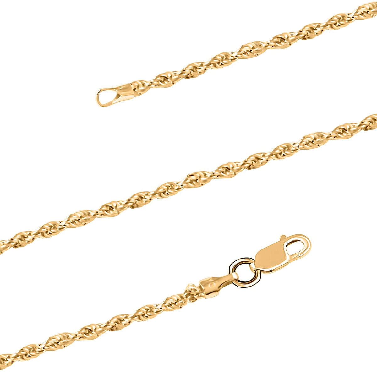 14K Yellow Gold 1.5mm Rope Chain Necklace 22 Inches 1.70 Grams image number 2