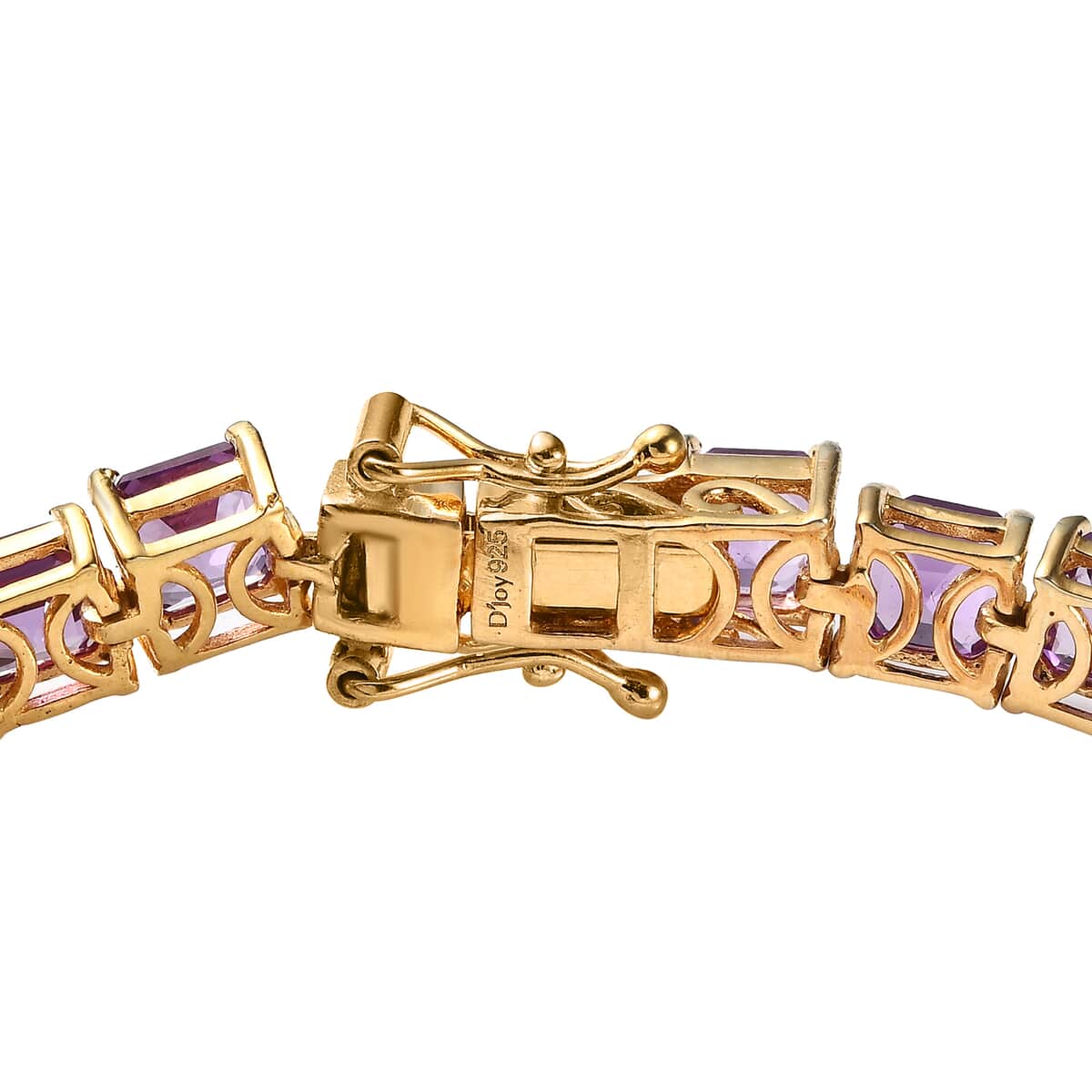 Asscher Cut Lab Grown Color Change Sapphire Tennis Bracelet in Vermeil Yellow Gold Over Sterling Silver (6.50 In) 25.25 ctw image number 3