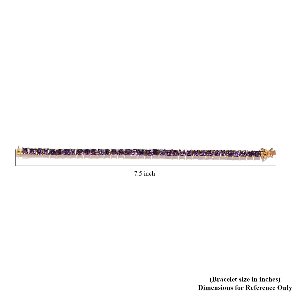 Asscher Cut Lab Grown Color Change Sapphire Tennis Bracelet in Vermeil Yellow Gold Over Sterling Silver (6.50 In) 25.25 ctw image number 4