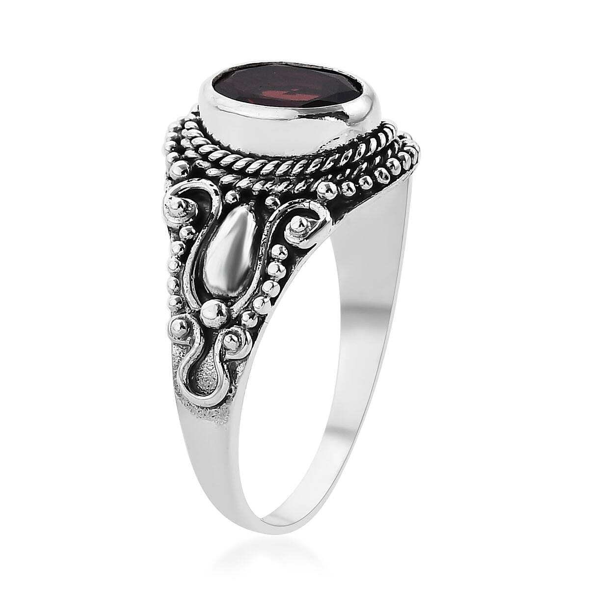 Bali Legacy Mozambique Garnet Ring in Sterling Silver (Size 8.0) 2.00 ctw image number 3