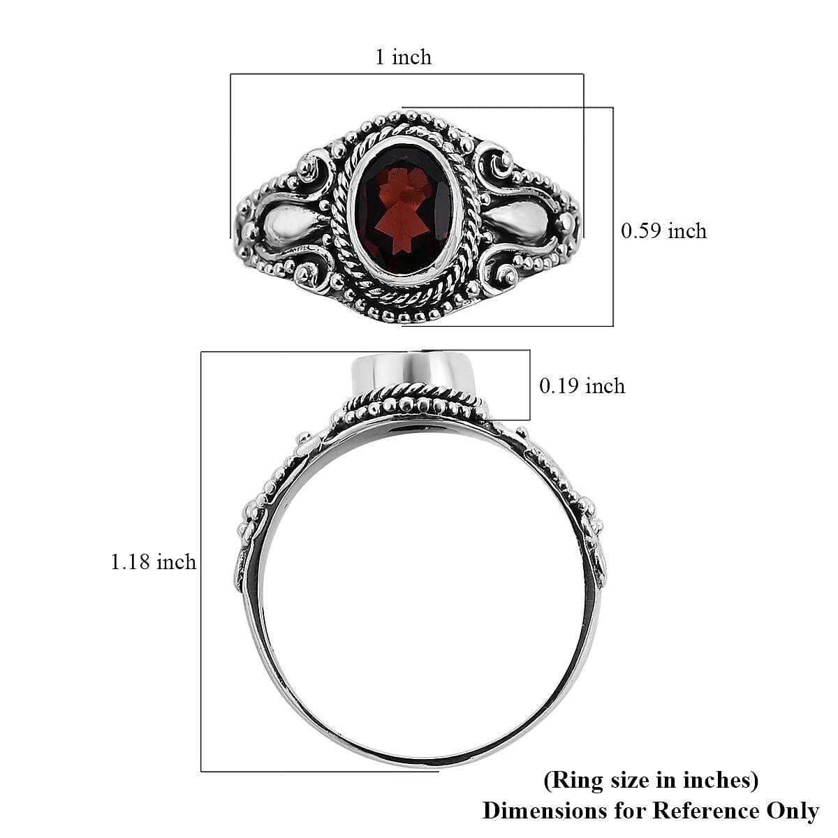 Bali Legacy Mozambique Garnet Ring in Sterling Silver (Size 8.0) 2.00 ctw image number 5