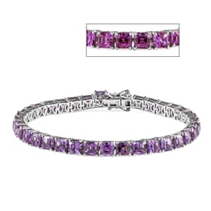 Asscher Cut Lab Grown Color Change Sapphire Tennis Bracelet in Platinum Over Sterling Silver (8.00 In) 31.50 ctw