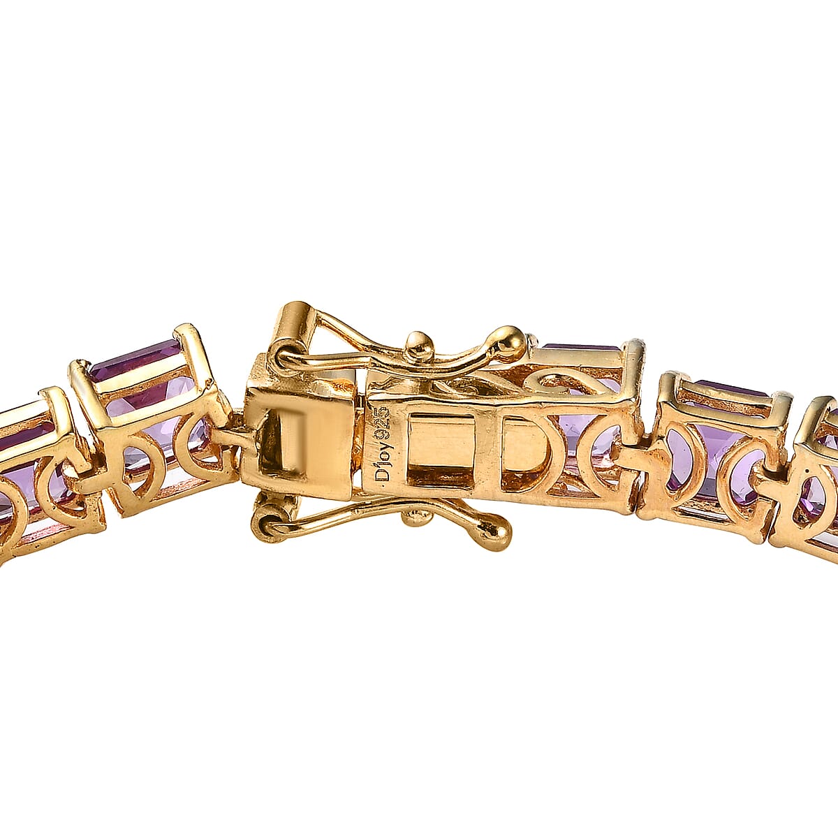 Asscher Cut Lab Grown Color Change Sapphire Tennis Bracelet in Vermeil Yellow Gold Over Sterling Silver (8.00 In) 31.50 ctw image number 3