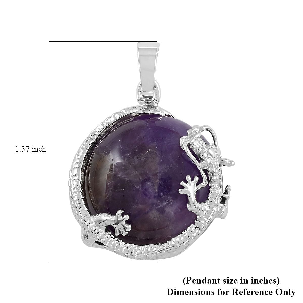 Amethyst Dragon Sphere Pendant in Silvertone 25.00 ctw image number 4