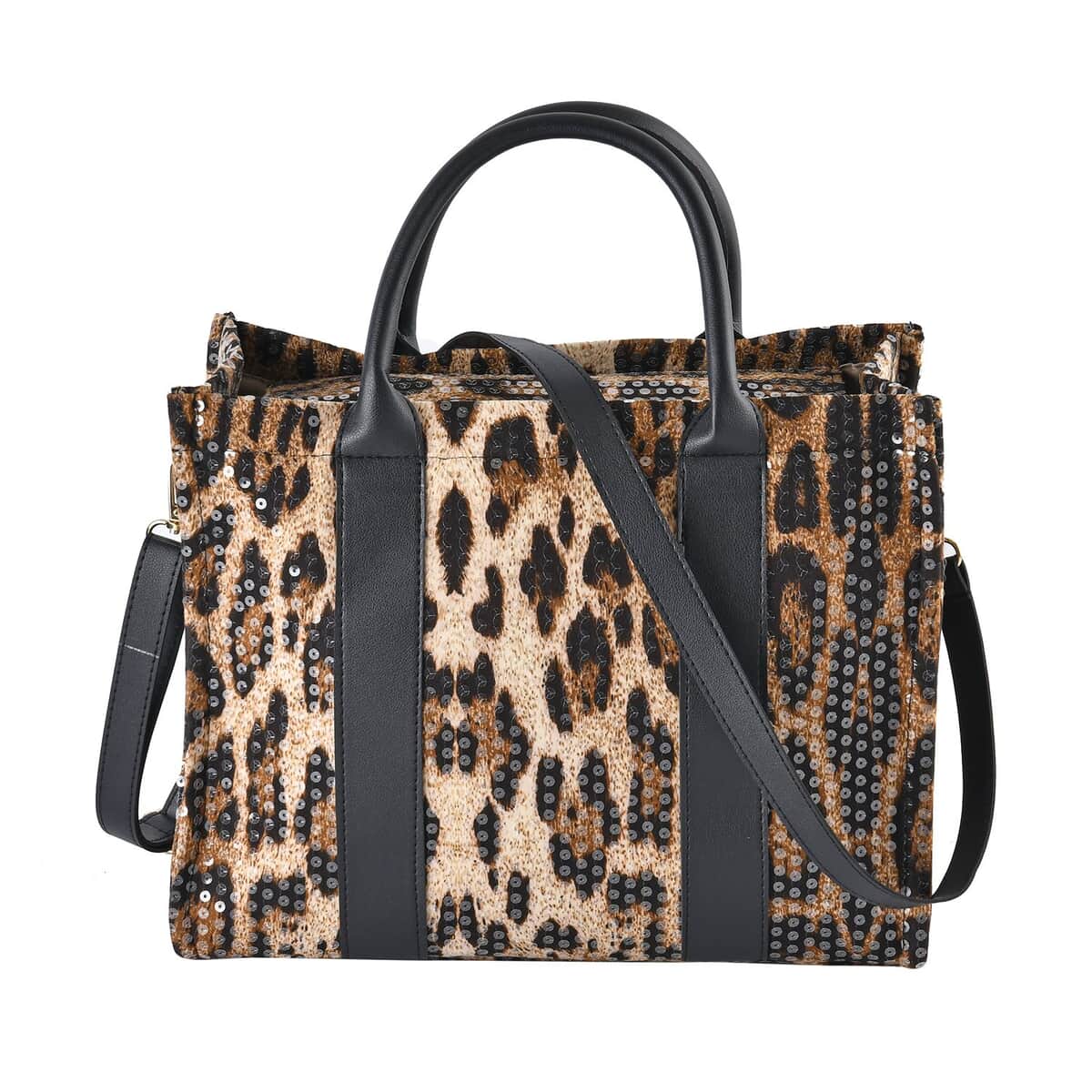 Black Leopard Pattern Faux Leather Crossbody Bag , Shop LC