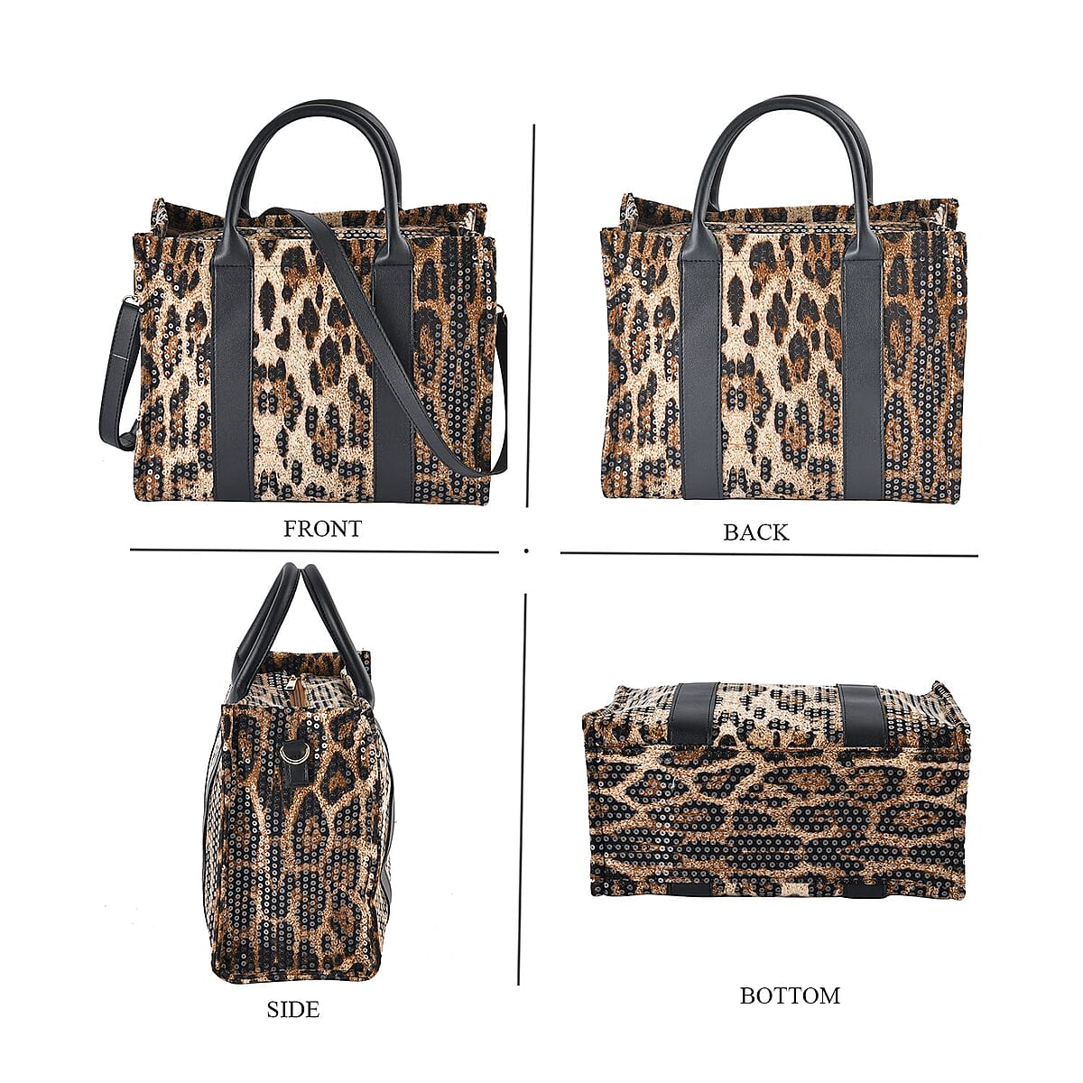 Brown Leopard Print Faux Leather Crossbody Bag with Handle Drop and Shoulder Strap image number 3