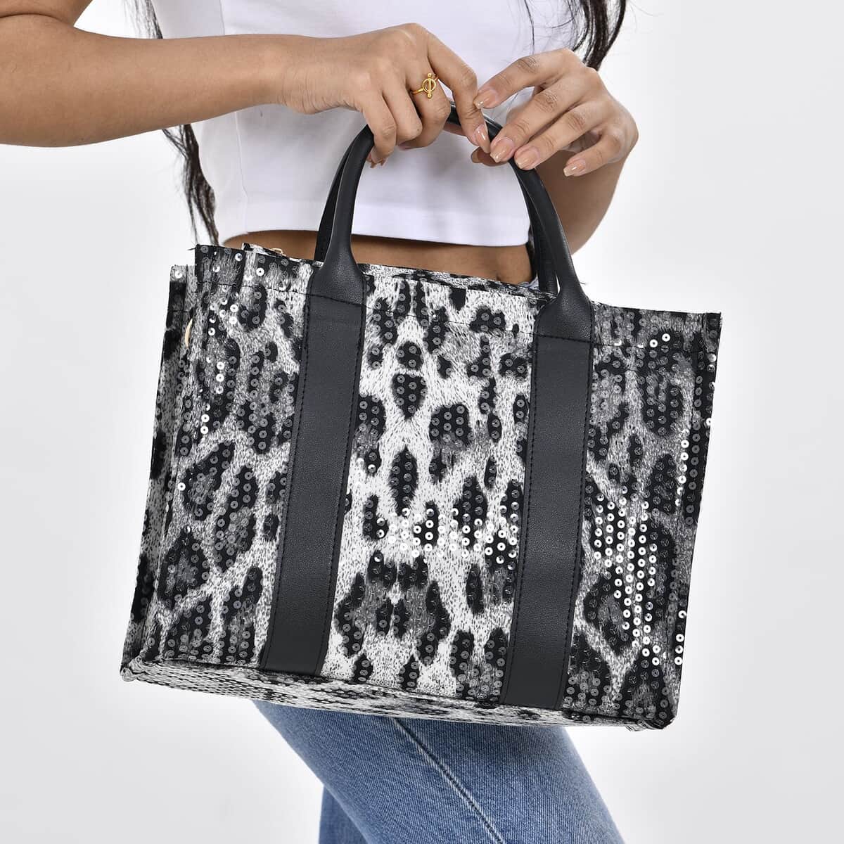 Shop LC Leopard Print Faux Leather Crossbody Bag with Handle Drop and  Shoulder Strap