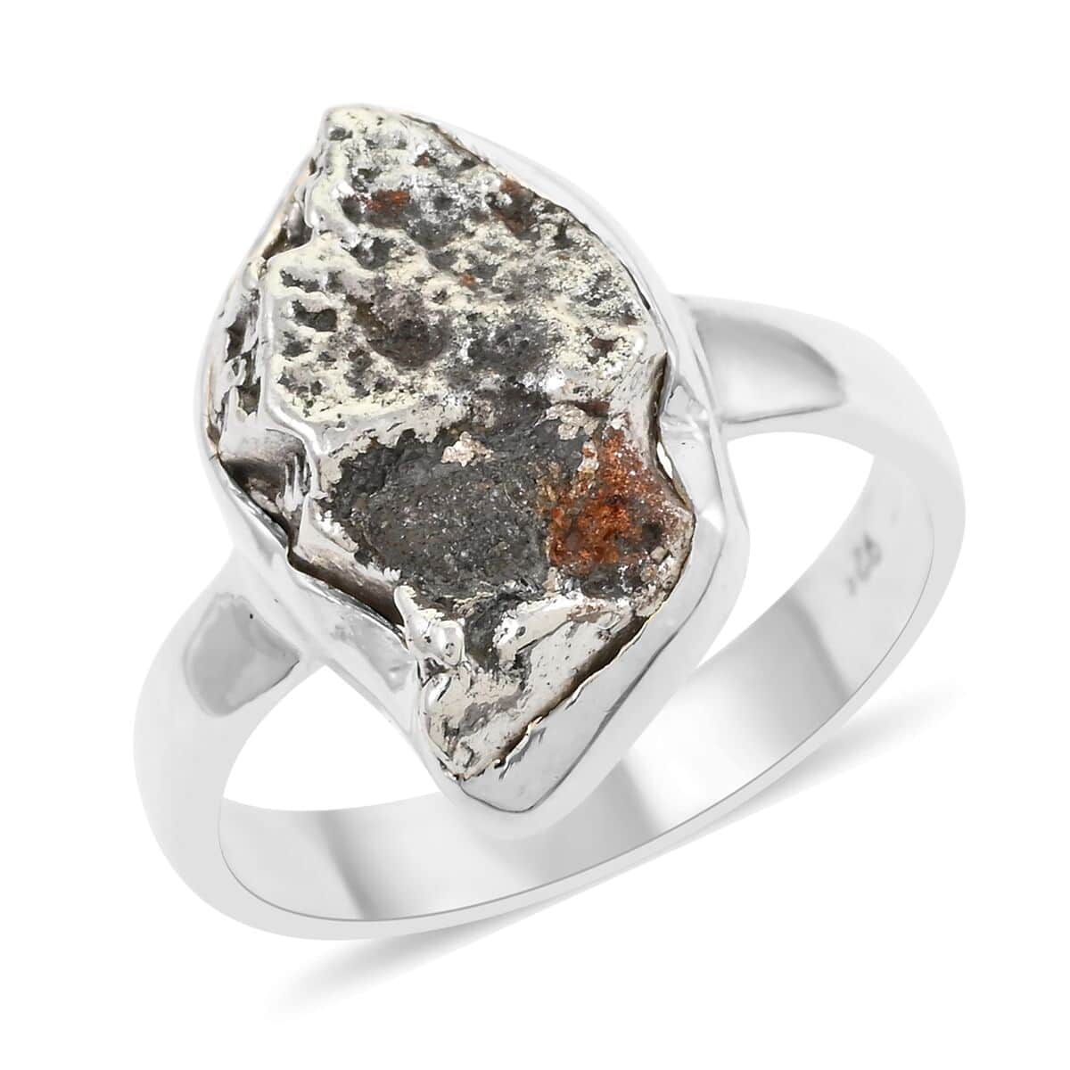 Marvelous Meteorite Solitaire Ring in Sterling Silver (Size 10.0) image number 0