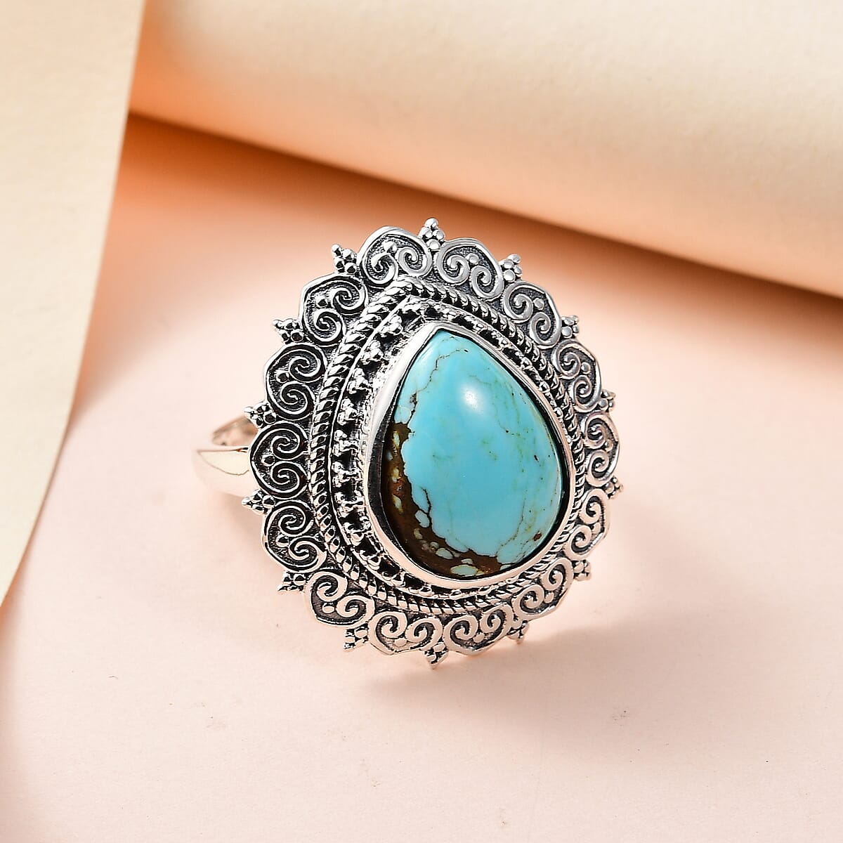 Artisan Crafted Blue Moon Turquoise Solitaire Ring in Sterling Silver 7.35 ctw image number 1