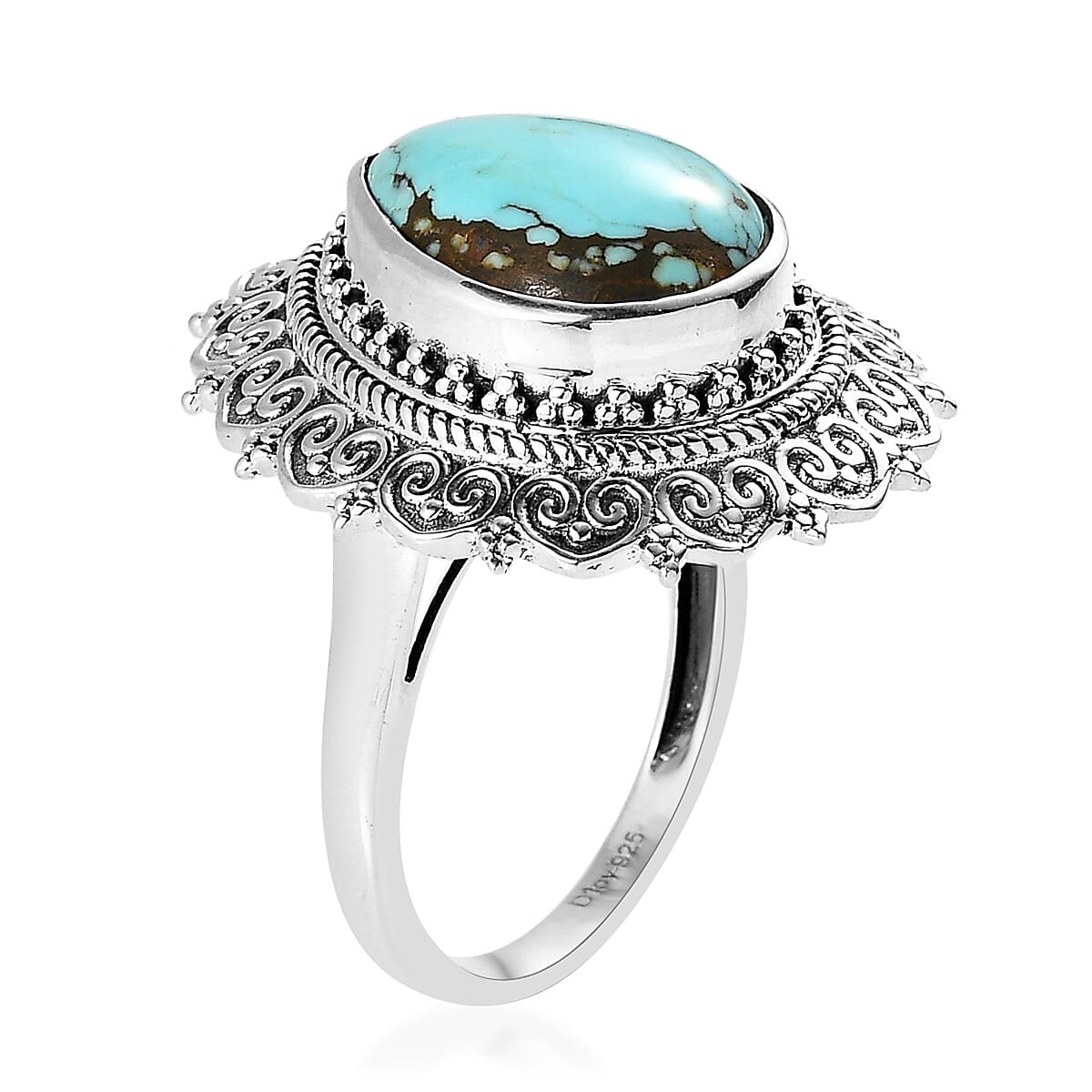 Artisan Crafted Blue Moon Turquoise Solitaire Ring in Sterling Silver 7.35 ctw image number 3