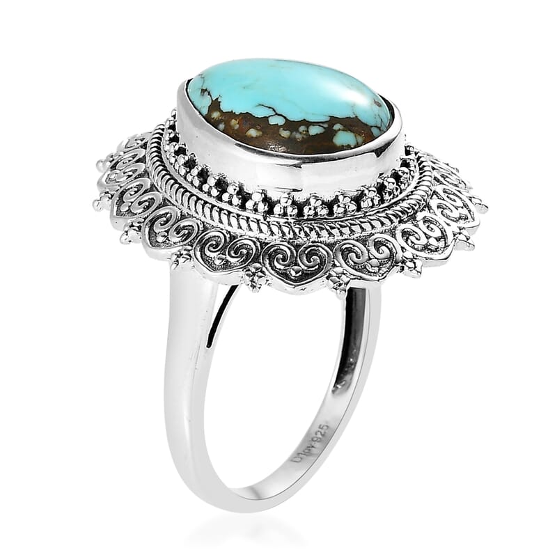 Artisan Crafted Blue Moon Turquoise Solitaire Ring in Sterling Silver (Size 10.0) 7.35 ctw