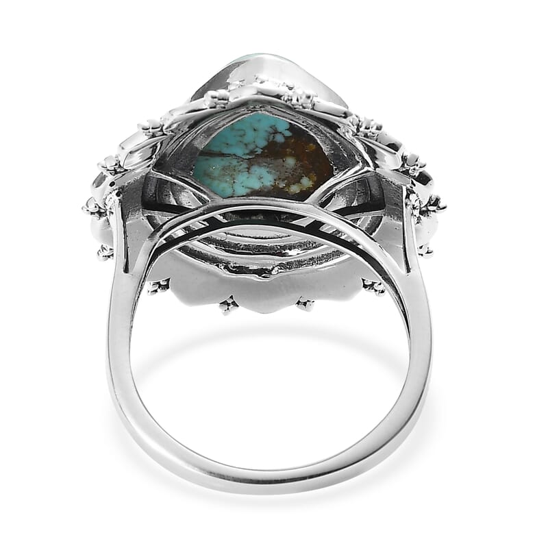 Artisan Crafted Blue Moon Turquoise Solitaire Ring in Sterling Silver (Size 10.0) 7.35 ctw