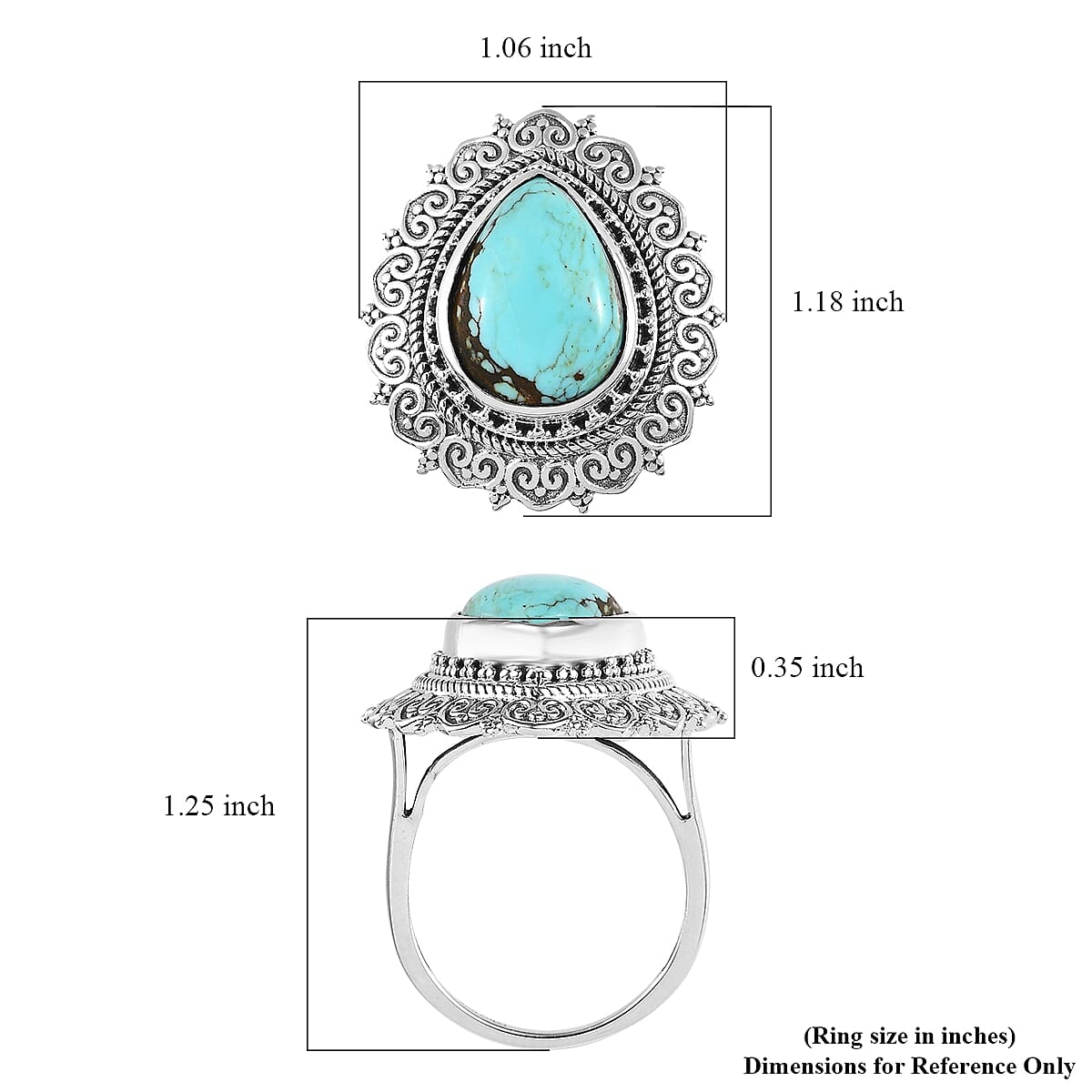 Artisan Crafted Blue Moon Turquoise Solitaire Ring in Sterling Silver 7.35 ctw image number 5