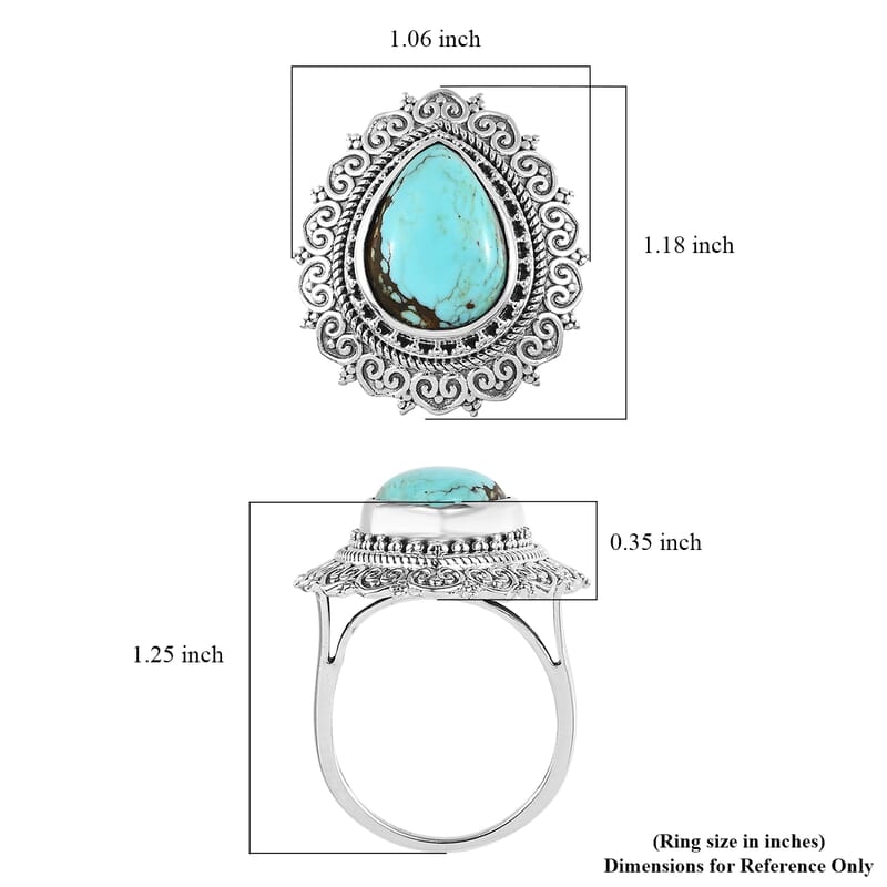Artisan Crafted Blue Moon Turquoise Solitaire Ring in Sterling Silver (Size 10.0) 7.35 ctw