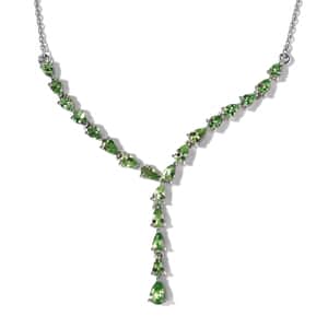 Premium Tsavorite Garnet Y- Necklace 18 Inches in Platinum Over Sterling Silver 4.15 ctw