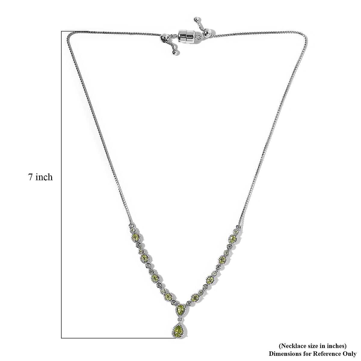Premium Hebei Peridot and White Zircon 3.20 ctw Necklace in Rhodium Over Sterling Silver 19 Inches  image number 4