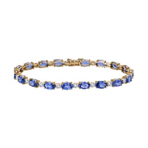 Luxoro 14K Yellow Gold Premium Tanzanite and Moissanite Bracele (6.50 In) 4.60 Grams 10.00 ctw With Free Tanzanite Book 