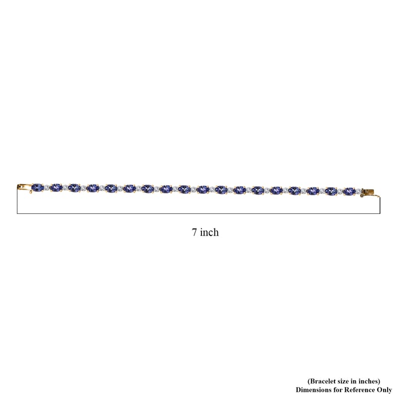Luxoro 14K Yellow Gold Premium Tanzanite and Moissanite 10.00 ctw Bracelet 4.60 Grams (6.50 In)